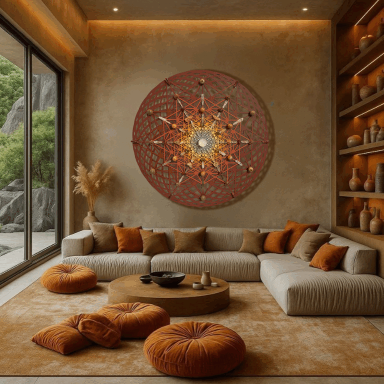 Orange Grid sofa WS. square